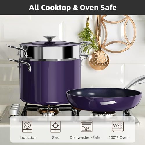 Lux 13pc Forged Lightweight Nonstick Ceramic Cookware Set (Eggplant)