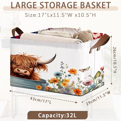 Farm Animal Storage Basket Large 17x11.5x10.5 Inche (Cute Cow Animal)