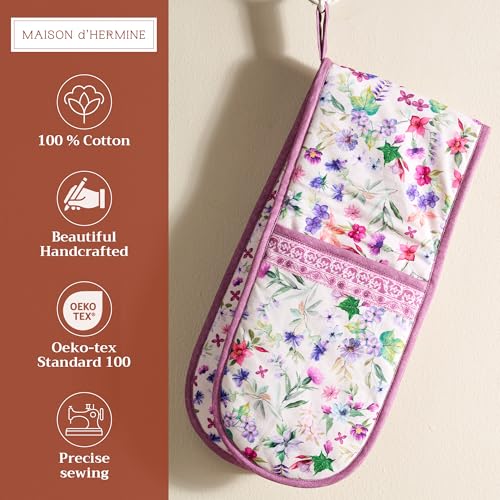Double Oven Mitts 100% Cotton Double Oven Glove (038 - Chardon / 7" x 35" (Double Oven Mitt))