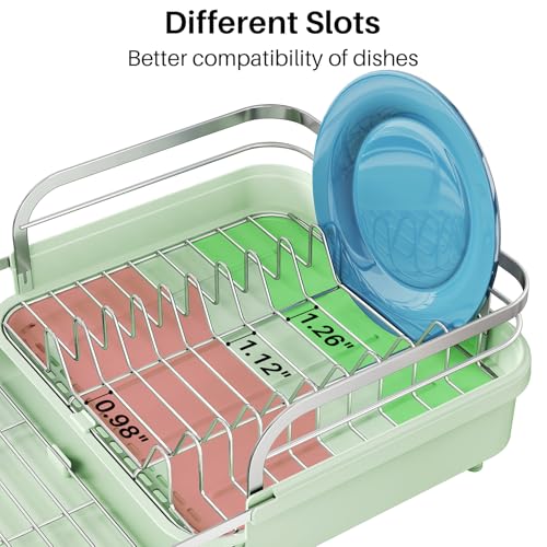 Expandable Dish Drying Rack for Kitchen Counter (Green)