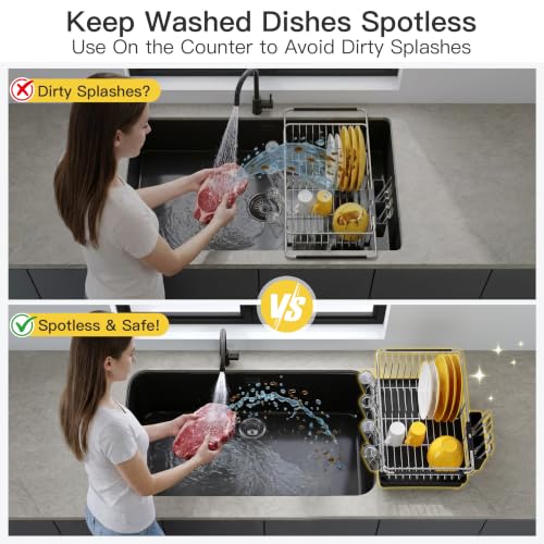 in Sink Dish Drying Rack with Drainboard and Utensil Holder (Silver / For 12"-30"w Sink, with Drainboard)