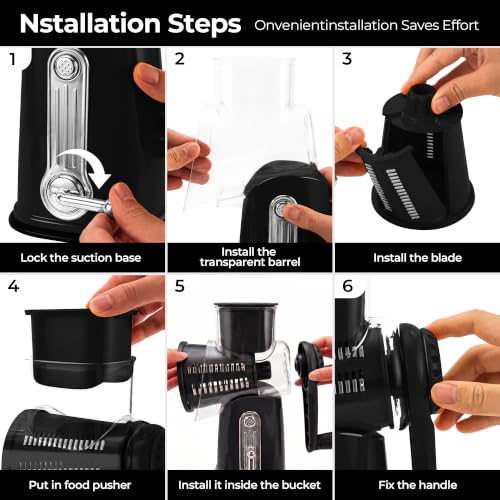 Rotary Cheese Grater 5 Blades (Black)