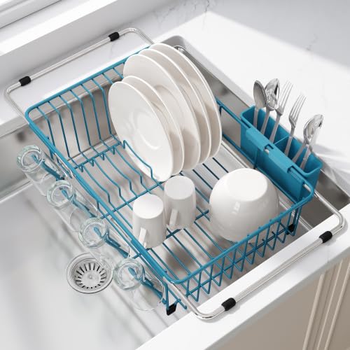 Blue Dish Drying Rack in Sink (Blue / For 12"-30"w Sink)