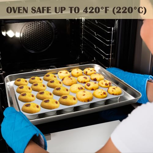 24 Cups Silicone Mini Muffin Pan Set (Set of 2--24 Cups (Gray+Gray))
