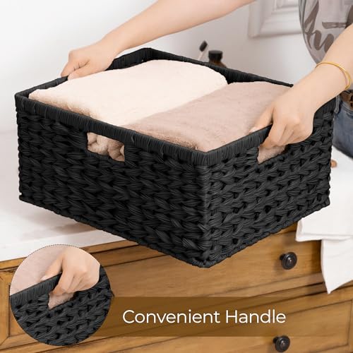 Storage Baskets for Organizing (Black / 16½"L x 13"W x 7½"H)