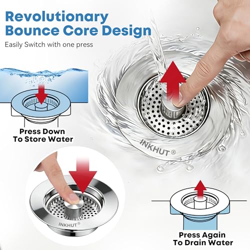 Upgraded 3 in 1 Kitchen Sink Drain Strainer (Silver-1pack)