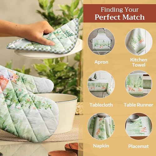 Maison d'Hermine Oven Gloves 100% Cotton Oven Mitt (097 - Winter Mornings / 7.5" x 13" (Oven Mitt))