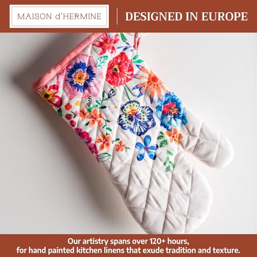 Maison d'Hermine Oven Gloves 100% Cotton Oven Mitt (052 - Happy Florals - High Summer / 7.5" x 13" (Oven Mitt))