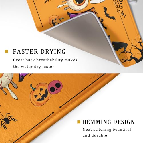 Orange Halloween Dish Drying Mat for Kitchen Counter Home Decor Pad (Funny Home Orange / 24" x 18")
