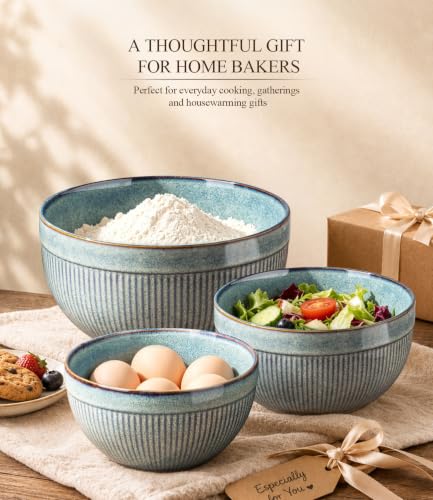 Ceramic Mixing Bowls Set of 3 (Ceylon Blue / Set of 3)