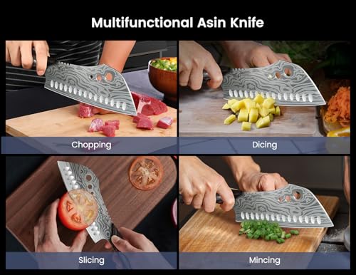 Cleaver Chef Knife with Herb Stripper (7")