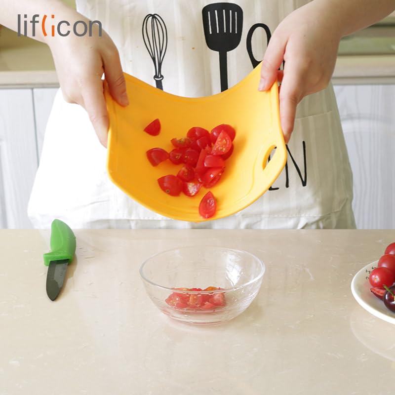 Thick Silicone Cutting Boards for Kitchen Silicone Chopping Boards (9.1"L x 7.1"W & 14.6"L x 10.4"W / Yellow)