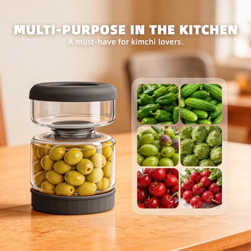 Hourglass Pickle Jar with Strainer Flip (25.4oz Grey)