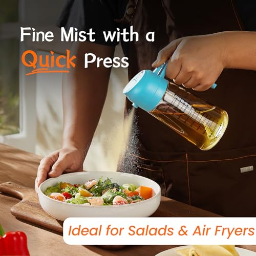 16oz 470ml Glass Olive Oil Sprayer for Cooking (Sky Blue)