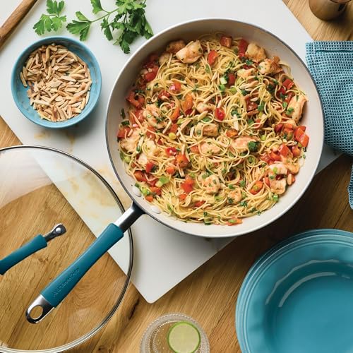 Cucina Ceramic Nonstick Stir Fry Pan and Lid (Wok (11") / Marine Blue)