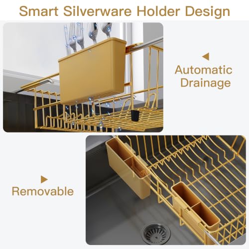 Gold Dish Drying Rack in Sink (Gold / For 12"-30"w Sink)