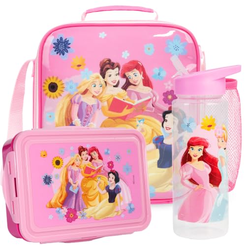 Disney Princess Girls Lunch Box 3Pc Set (Pink Princess)