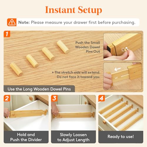 2.4" Kitchen Drawer Dividers (2.4"H, 17.5-22"L)