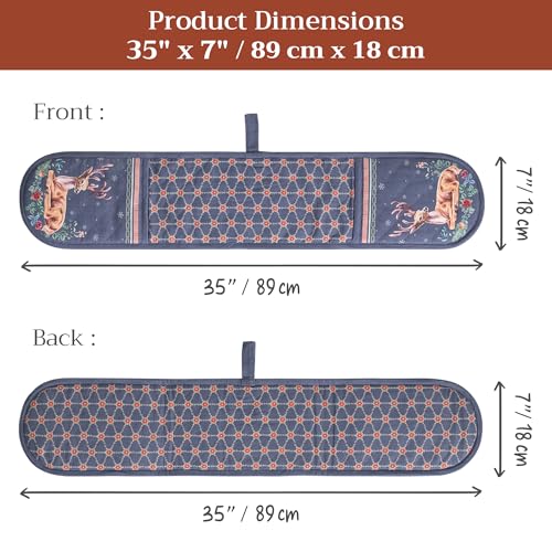 Double Oven Mitts 100% Cotton Double Oven Glove (086 - Christmas Joy / 7" x 35" (Double Oven Mitt))