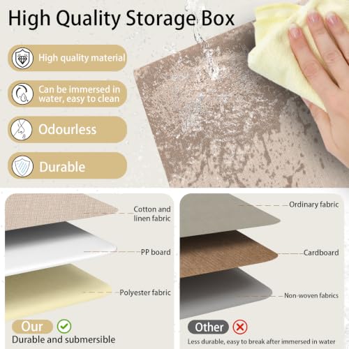Fabric Storage Baskets (12.99x9.05x7.87in/4-Pack / Beige)