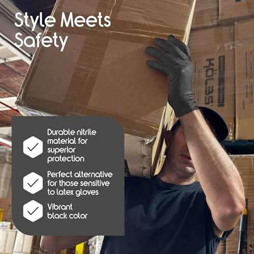 8 Mil HEAVY DUTY Stretch Nitrile Black Gloves Disposable Latex Free (Small)