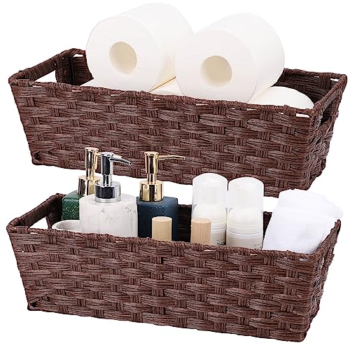Plastic Wicker Storage Baskets (2 Count)