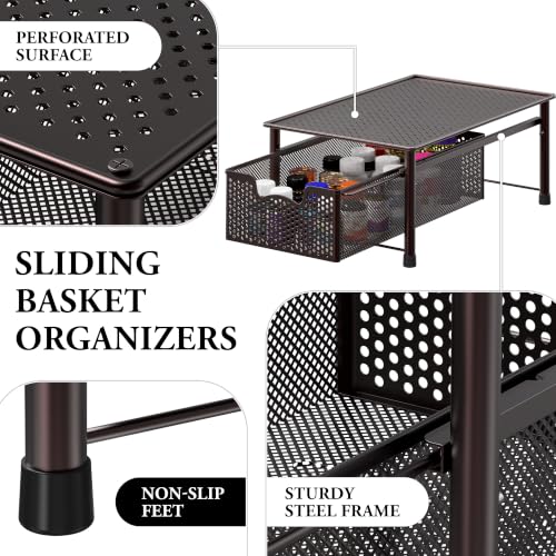 Stackable Cabinet Basket Drawer Organizer (1-Tier / Bronze)