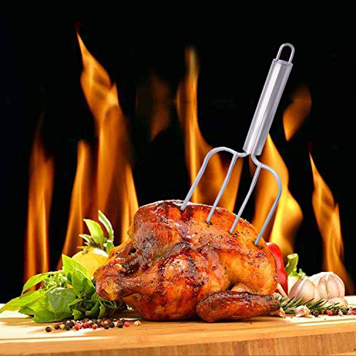 Stainless Steel Turkey Baster Syringe and Poultry Lifters fork Set of 2 (2 Count)