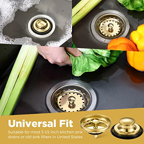 3 Pcs Sink Plug Stopper Disposal Drain Strainer (Light Gold)