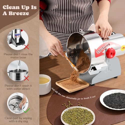 Grain Mill Grinder Commercial Spice Grinder (Silver / 2000g Swing)