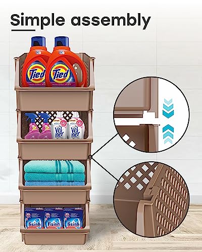 Stackable Storage Bins Open Front for Pantry Storage (4 Count)