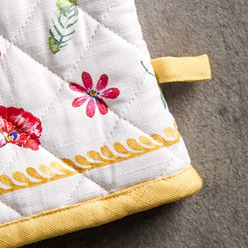 Maison d'Hermine Oven Gloves 100% Cotton Oven Mitt (034 - Happy Florals - Sweety / 7.5" x 13" (Oven Mitt))