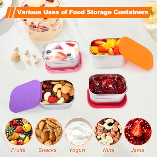 4 Pack Stainless Steel Kids Snack Containers with Lids
