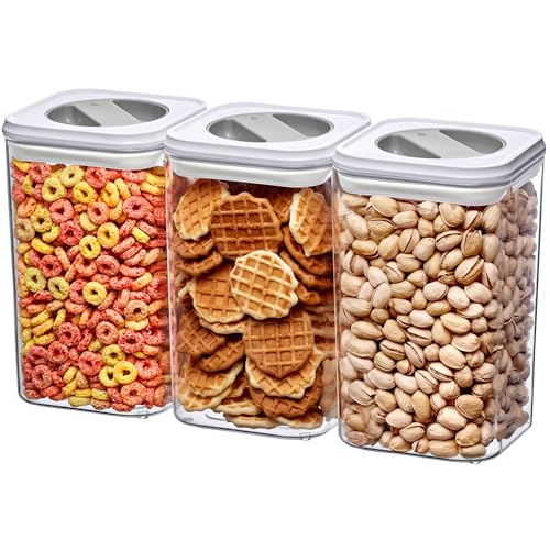 Carol - 96-Ounce Acrylic Canister (Set of 3), Plastic Airtight Food Container, Stackable for Pantry Storage, BPA-Free and Shatter-Proof, Perfect for Home and Commercial Use (96 oz (3-Pack))