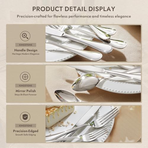 24 Piece Silverware Set for 4 with Steak Knives (Silver / 24-Piece)