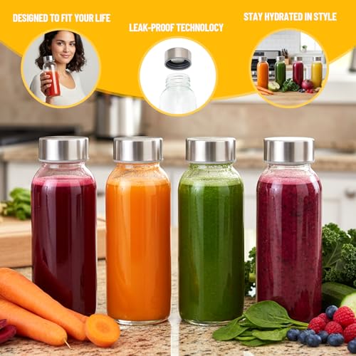 10 oz Glass Juice Bottles (Clear Glass Bottle 12 Pack / 10 Ounces)