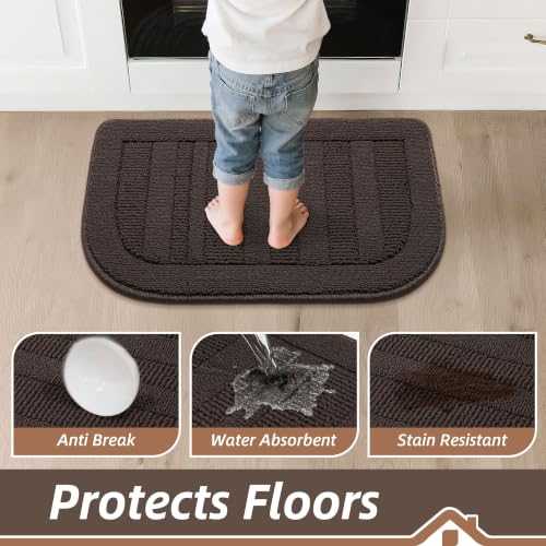 30x18 Inch Kitchen Rugs Non Slip Washable Kitchen Sink Rug (1'6" x 2'6" (Semicircular) / Brown)