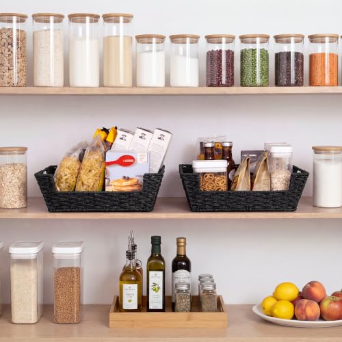 Pantry Baskets for Organizing (Black / 16 ½"L x 12 ½"W x 5"H)