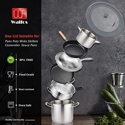 Universal Lid for Pots (2 pcs: 7 to 9 inch + 10 to 12 inch / Gray)