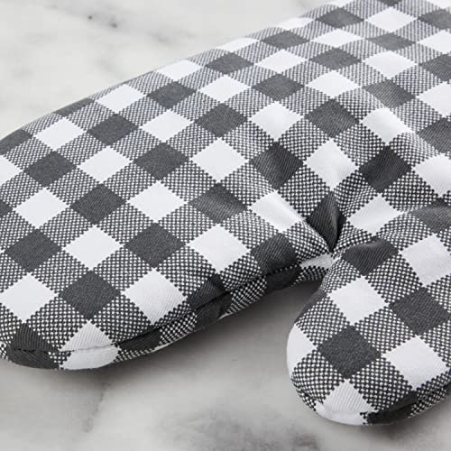 Gingham Oven Mitt 2 (Charcoal Grey / 7"x13")