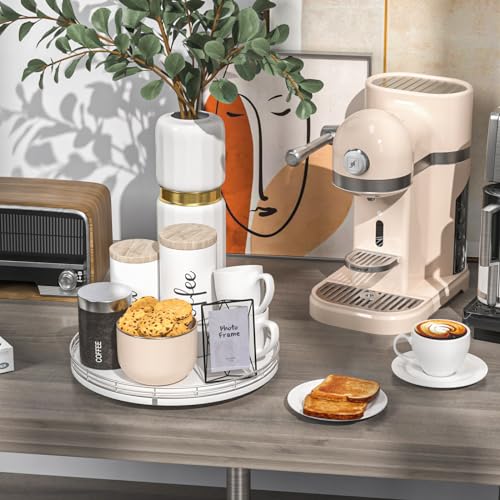 12 Inch Oak Lazy Susan Spice Organizer with Silver Metal Rail (Sliver White / 12)