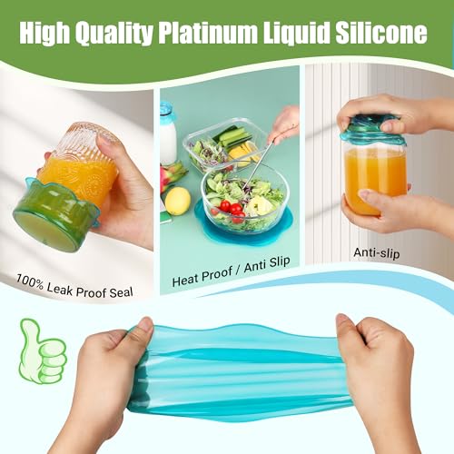 Silicone Stretch Lids for Food Storage in Fridge (6 Pcs Blue)