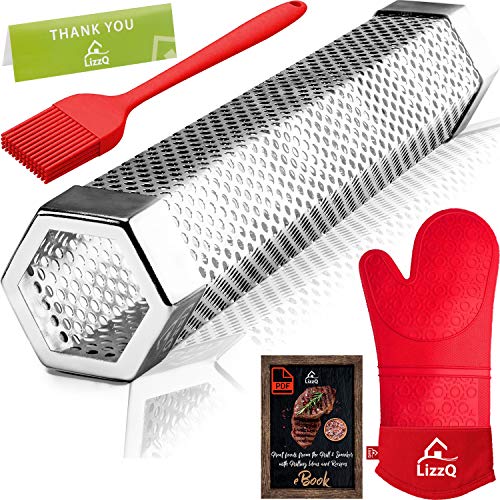 Premium Pellet Smoker Tube 12 inches (Smoker Tube + One Glove + Brush)