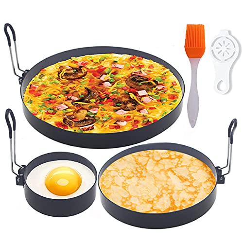 Stainless Steel Egg Cooker Set (Black 3 pcs of 8" 6" 4“ with accessories)