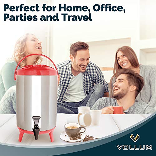 Stainless Steel Insulated Beverage Dispenser (8 Liter / Red)
