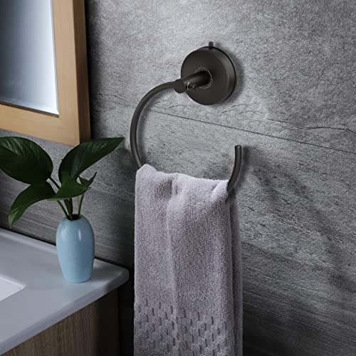 Suction Cup Hand Towel Ring Black Hand Towel Holder for Bathroom Wall SUS 304 Stainless Steel Kitchen Towel Hanger