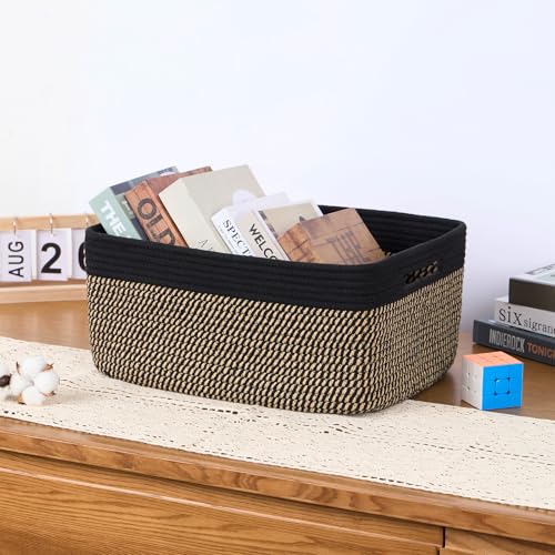 Large Storage Baskets for Organizing (4pcs-L17×W13×H7.5" / Woven Brown)