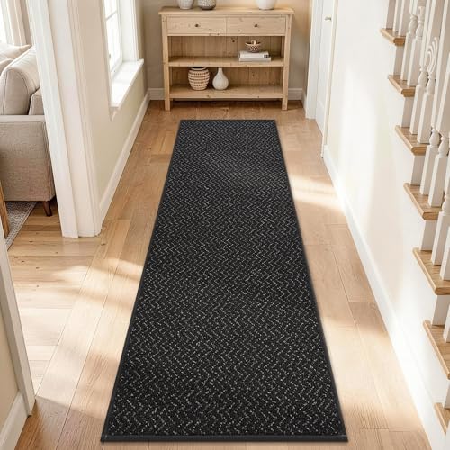 Hallway Runner Rugs Non (Black / 2' x 6')