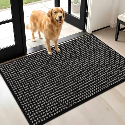 Waffle Door Mat Indoor Entrance (Black Waffle / 35" x 24" (Rectangular))