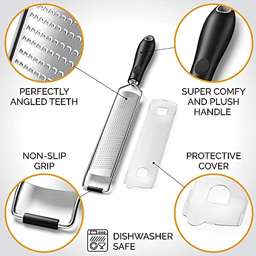 DESIGNED BY CHEFS ~ Premium Lemon Zester Grater With Perfectly Angled Teeth ~ Ideal for Citrus